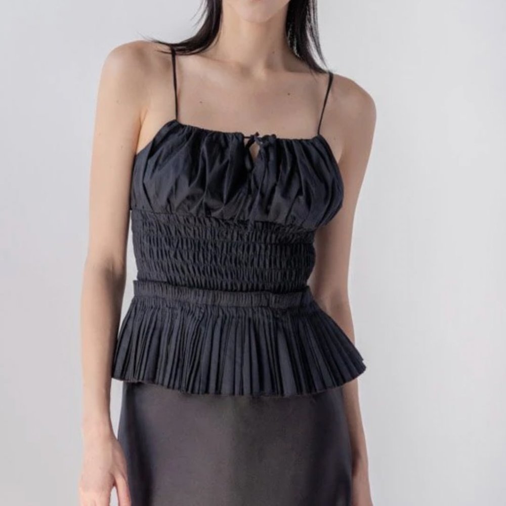 Peplum Adjustable Spaghetti Strap Top | Amy Lynn London